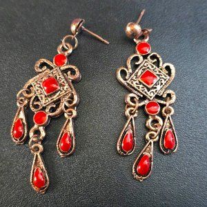 Vintage Red drop earrings